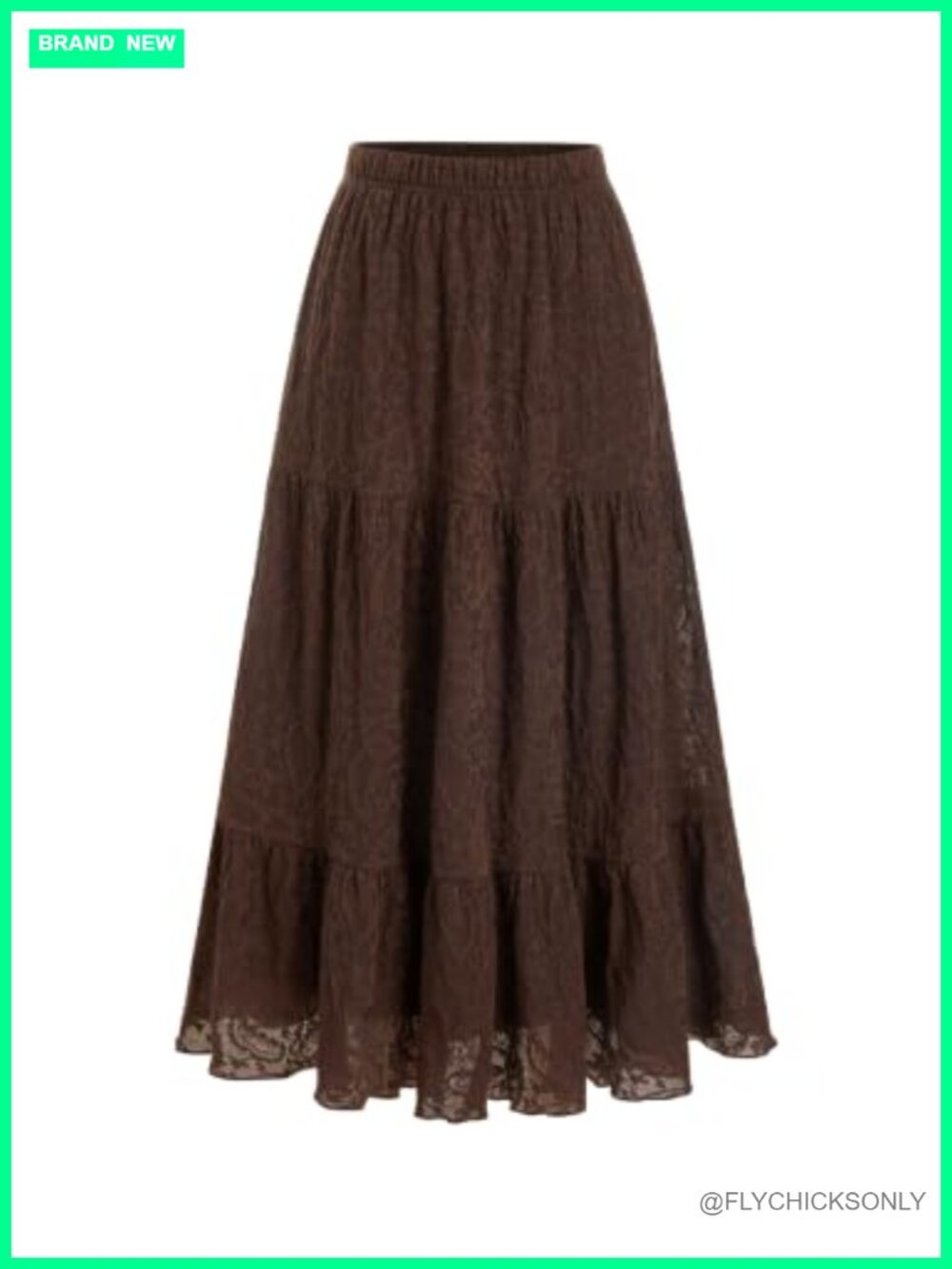 Embroidered Lace Tiered A-Line Maxi Skirt with Pockets